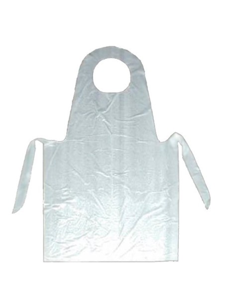 Delantal desechable de plástico blanco