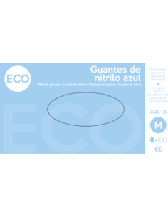 Guante de nitrilo Eco sin polvo azul 100 ud