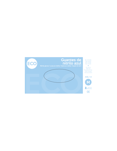 Guante de nitrilo Eco sin polvo azul 100 ud