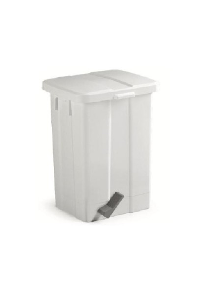 Contenedor Derby en polipropileno blanco con pedal y tapa 25L