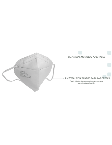 Mascarilla FFP2 CE protectora sin válvula desechable 50 ud