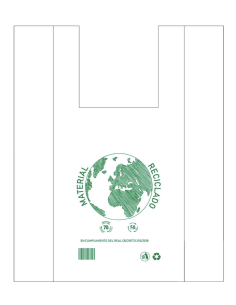 Bolsa camiseta block blanca 70% reciclado 50x60cm 100ud